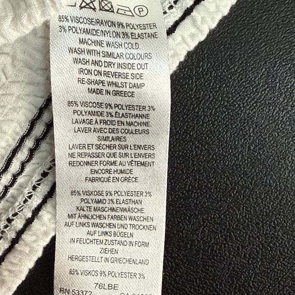 FRENCH CONNECTION Sz L Stripe Crinkle Knit Balloon Sleeve Coastal Minimalist Top - Picture 8 of 9